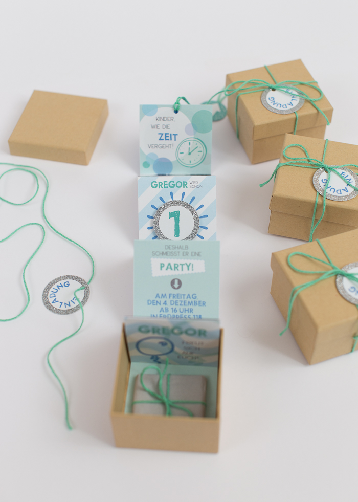 DIY birthday invitation in a box