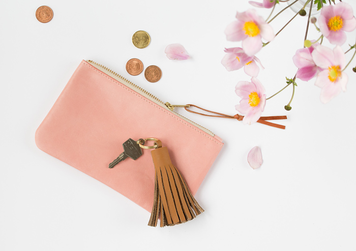 DIY leather tassel keychain